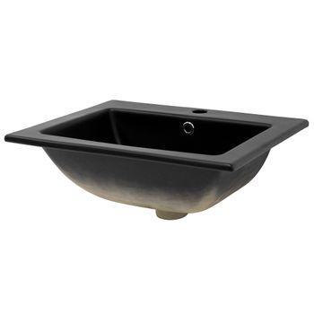 Lavabo De Cer?mica Rectangular 525 X 450 X 210 Mm Negro Mate Ml-design