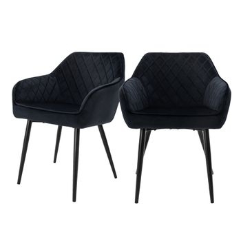 Set 2x Sillas De Comedor Estilo Moderno Negro Ml-design