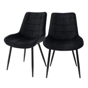 Set 2x Sillas De Comedor Negro Estilo Moderno Asiento Ml-design