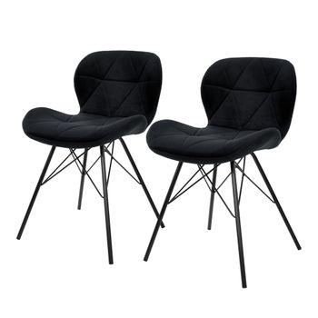 Set 2x Sillas De Comedor Negro Moderno Asiento Ml-design