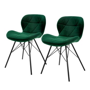 ML-Design Set 2x Sillas de Comedor Verde Oscuro Moderno Asiento