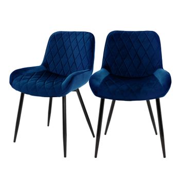 Set 2x Sillas De Comedor Estilo Retro Azul Ml-design