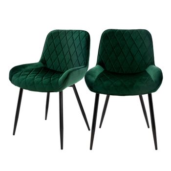 Set 2x Sillas De Comedor Estilo Retro Verde Ml-design