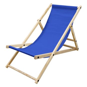 Silla De Playa Madera De Pino 3 Posiciones Azul Ecd Germany