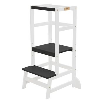 Homcom Torre De Aprendizaje Para Niños Taburete Infantil Con Altura  Ajustable En 3 Posiciones Y Plataforma Antideslizante Para Cocina Comedor  Baño 47x47x90 Blanco