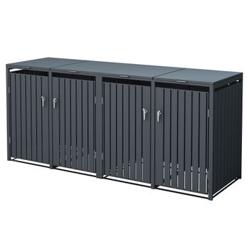 Caja De Basura Para 4 Cubos 240l 264x80x116,3 Cm Acero Antracita Ml-design