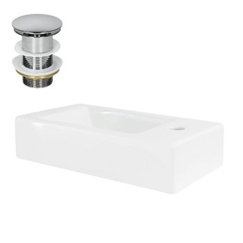 Lavabo Incl. Desagüe Sin Rebosadero 46x26x11 Cm Cerámica Blanca Ml-design