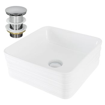 Lavabo Incl. Desagüe Sin Rebosadero 39x39x15 Cm Cerámica Blanca Ml-design