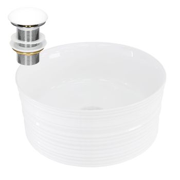 Lavabo Incl. Desagüe Ø 41x18 Cm Cerámica Blanca Ml-design