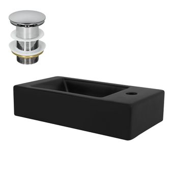 Lavabo Incl. Desagüe Sin Rebosadero 46x26x11 Cm Cerámica Negra Ml-design