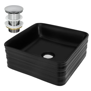 Lavabo Incl. Desagüe Sin Rebosadero 39x39x15 Cm Cerámica Negra Ml-design