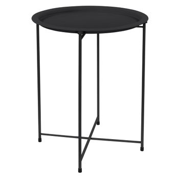 Mesa Auxiliar De Madera Y Metal Redonda Oslo Pärumm Negra Ø45x45 Cm con  Ofertas en Carrefour