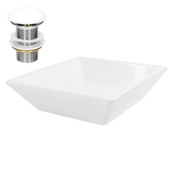 Lavabo Forma Cuadrada 41x41x12 Cm Cerámica Blanca Ml-design