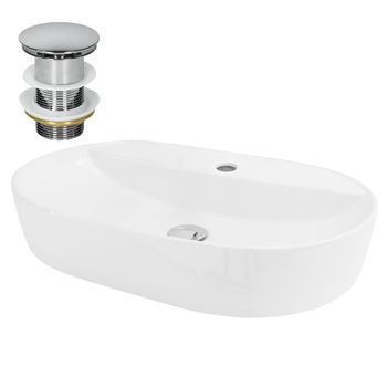 Lavabo Incl. Desagüe Sin Rebosadero 60x40x12 Cm Cerámica Blanca Ml-design