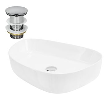 Lavabo Incl. Desagüe Sin Rebosadero 55x42x14 Cm Cerámica Blanca Ml-design