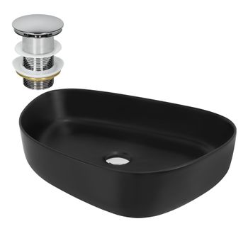 Lavabo Incl. Desagüe Sin Rebosadero 55x42x14 Cm Cerámica Negra Ml-design