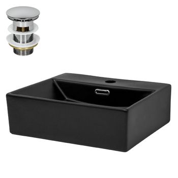 Lavabo Incl. Desagüe 41,5x36,5x13 Cm Cerámica Negra Ml-design