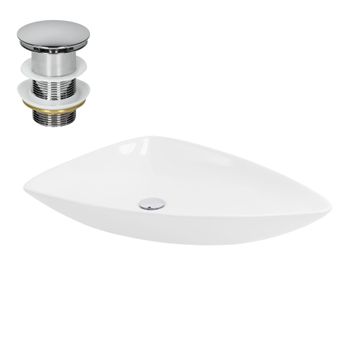 Lavabo Incl. Desagüe Sin Rebosadero 69x46x13 Cm Cerámica Blanca Ml-design