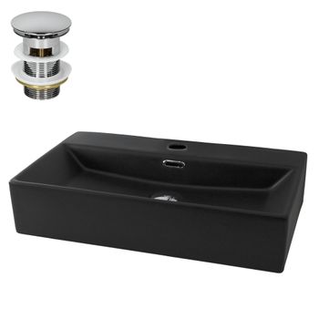 Lavabo, 600x365x130 Mm Negro Mate, Rectangular, Cerámica Ml-design