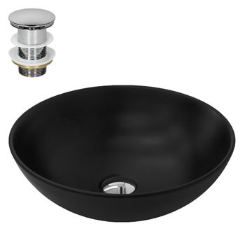 Lavabo Ø 40x14,5 Cm Cerámica Negra Ml-design