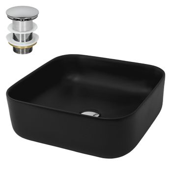 Lavabo 39,5x39,5x14 Cm Cerámica Negra Ml-design