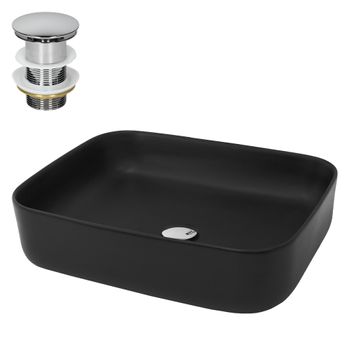 Lavabo Incl. Desagüe Sin Rebosadero 51x40x,5x13,5 Cm Cerámica Negra Ml-design