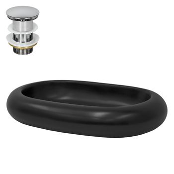 Lavabo Incl. Desagüe Sin Rebosadero 65x45x11 Cm Cerámica Negra Ml-design