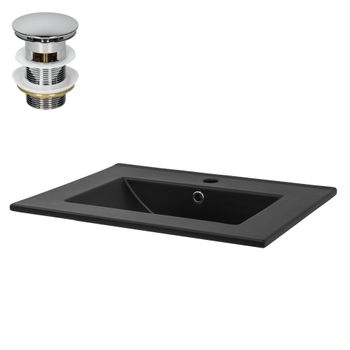 Lavabo Incl. Desagüe Automático 61,5x17,5x47 Cm Negra Mate Ml-design