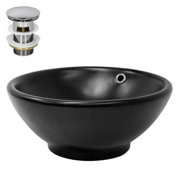 Lavabo De Cerámica Ø 420x170 Mm Negro Mate Ml-design