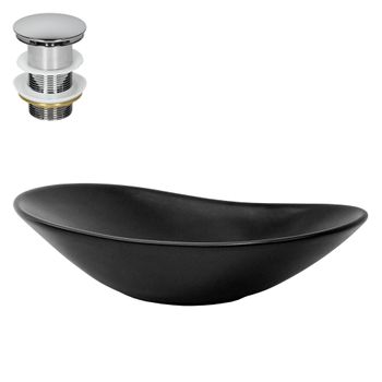 Lavabo Redondo 63 X 36 X 15,5 Cm Negro De Cer?mica Mate Ml-design