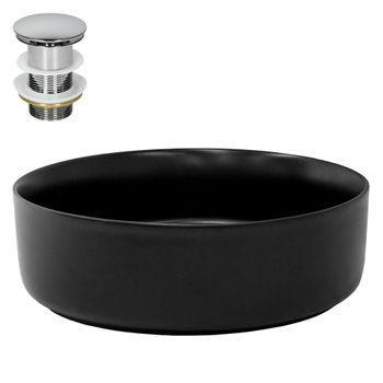 Lavabo Redondo ? 360 X 120 Mm Negro De Cer?mica Mate Ml-design