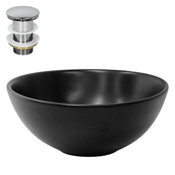 Lavabo Incl. Desagüe Sin Rebosadero Ø 28x15 Cm Cerámica Negra Ml-design