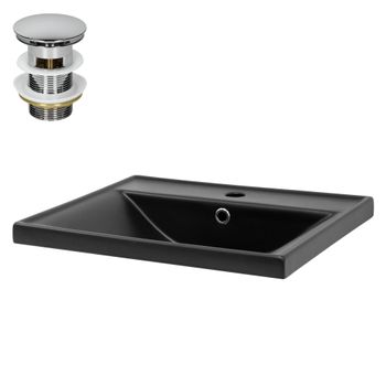 Lavabo De Cerámica 51x41,5x15,5 Cm Negro Mate Ml-design