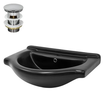 Lavabo De Cerámica 67,5x51,5x21,5 Cm Negro Mate Ml-design