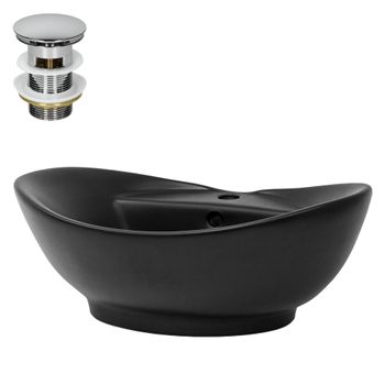 Lavabo De Cerámica 59x39,5x20,5 Mm Negro Mate Ml-design