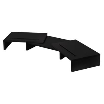 Soporte Para Monitor Doble 110x27x10,5 Cm Negra Madera Ml-design