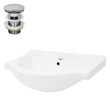 Lavabo Incl. Desagüe Con Rebosadero 61x16,5x46cm Blanco Ecd Geramny