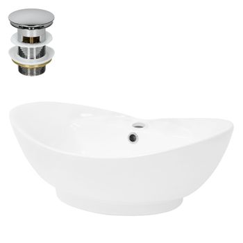 Lavabo Incl. Desagüe Con Rebosadero 61x16,5x46cm Blanco Ecd Geramny