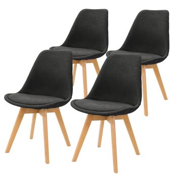 Juego De 4 Sillas De Comedor Con Respaldo, Negro, Silla Ml-design