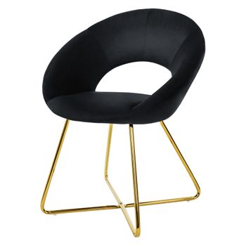 Silla De Comedor Negra 64x53x77 Cm Con Patas De Metal Ml-design