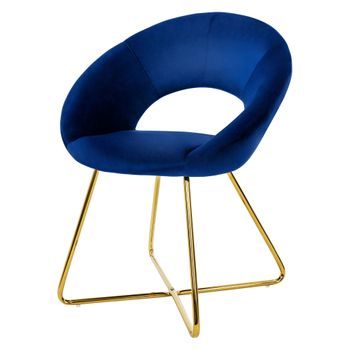 Silla De Comedor Azul 64x53x77 Cm Con Patas De Metal Ml-design