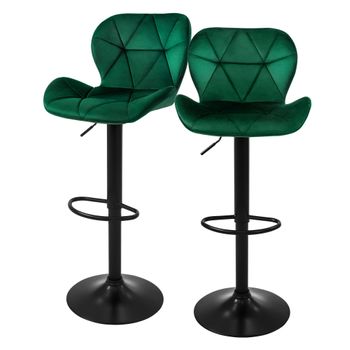 Taburete De Bar Juego De 2 Regulable En Altura 59-79cm Verde Ml-design