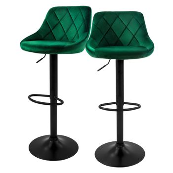 Taburete De Bar Juego De 2 Regulable En Altura 62-82cm Verde Ml-design