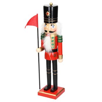 Figurilla Cascanueces 25 Cm Sombrero Negro Y Bandera Ecd Germany