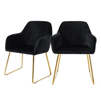 2 X Sillas De Comedor Con Patas De Metal, Negro Ml-design