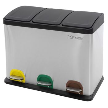 CUBEK - Cubo de basura, 4 compartimentos de 20 litros. INOX