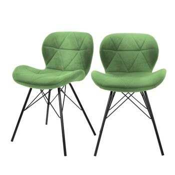 Sillas De Comedor Con Respaldo Juego Verde Metal Ml-design