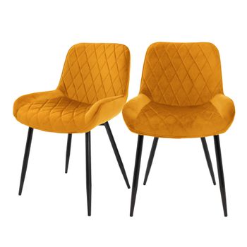 Juego De 2 Sillas De Comedor Amarillo Ml-design