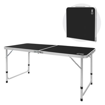 Mesa De Camping Plegable120x60x54-70 Cm Alumino Negro Ecd Germany