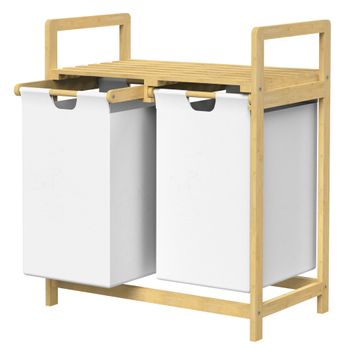 Cesto Para La Colada De Bambú 60 L Blanco Ml-design